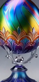 Vibrant ornamental egg with intricate colorful patterns.