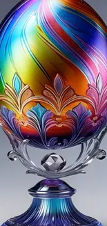 Vibrant ornate egg design with multicolored intricate patterns.