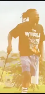 Stylish person golfing in vibrant outdoor setting