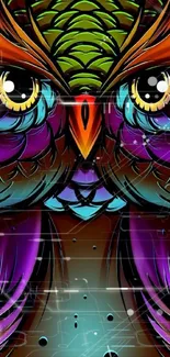 Colorful owl illustration with vibrant hues.