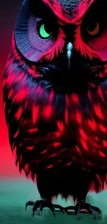 Stunning red and black owl wallpaper for smartphones.