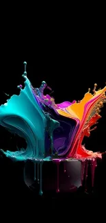 Vibrant paint splash on black background.