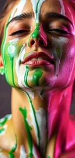 Vivid face paint mobile wallpaper with vibrant colors.
