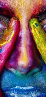 Vibrant colorful face art wallpaper.