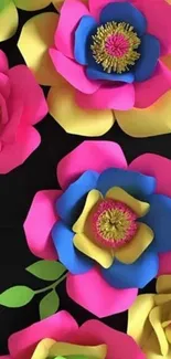 Colorful paper flower wallpaper with vibrant hues.