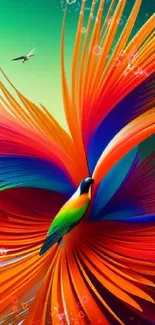 Vibrant parrot in colorful abstract art design, perfect for mobile wallpaper.