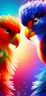 Colorful parrot art wallpaper with vibrant and exotic design.