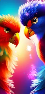 Colorful parrot artwork with a vibrant display of feathers.