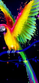 Vibrant colorful parrot wallpaper with splash design.