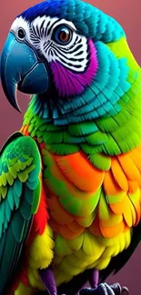 Colorful parrot with vibrant feathers on display.