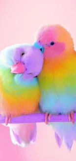 Colorful pastel parrots in a playful and vibrant wallpaper.