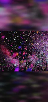 Vibrant party celebration wallpaper with colorful confetti and lively atmosphere.