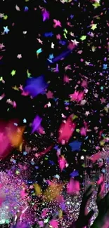 Vibrant confetti in a colorful party celebration background.