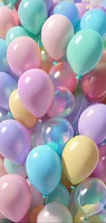 Mobile wallpaper with vibrant pastel balloons.