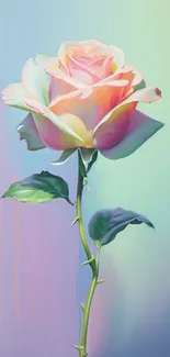 Vibrant pastel rose wallpaper with a colorful, artistic design.