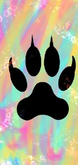 Colorful paw print wallpaper with vibrant abstract design.