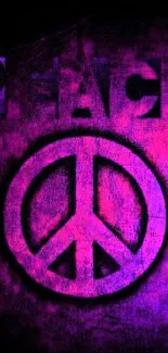 Vibrant purple peace symbol wallpaper with artistic flair.