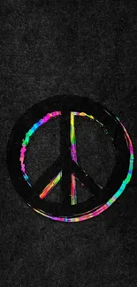 Vibrant peace symbol on black background wallpaper.