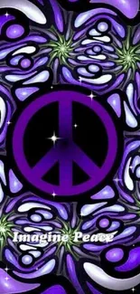 Purple peace symbol with abstract design.