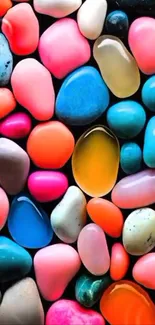 Colorful and vibrant pebble art wallpaper for mobile.