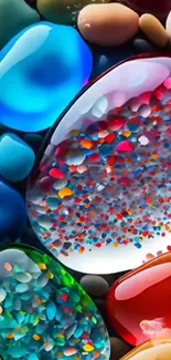 Vibrant colorful marble and pebble wallpaper