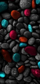 Vibrant pebble wallpaper with colorful stones.