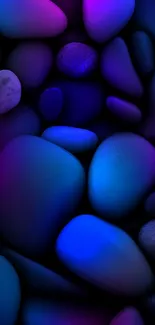 Vibrant mobile wallpaper featuring blue and purple pebbles.