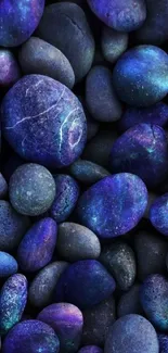 Vibrant blue pebble texture wallpaper with artistic design.