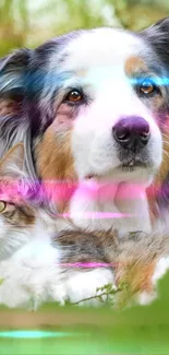 Vibrant artistic wallpaper with a dog and cat.