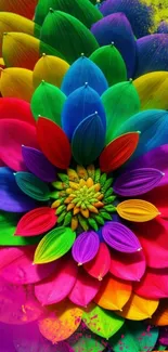 Colorful abstract petals in vivid hues for mobile wallpaper.