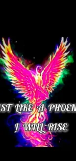 Vibrant phoenix with text: Just like a phoenix, I will rise.