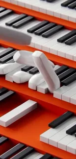 Artistic wallpaper of piano and domino effect in vibrant colors.