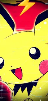 Colorful Pichu wallpaper with lightning bolt design.