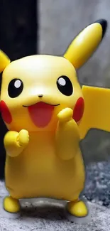 Pikachu with yellow body and red cheeks on a mobile wallpaper.