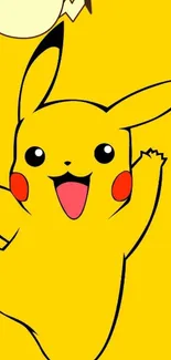 Vibrant Pikachu mobile wallpaper in yellow.