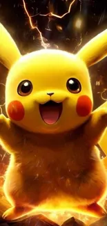 Vibrant Pikachu with electric sparks wallpaper.