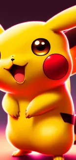 Bright and cheerful Pikachu in a vibrant wallpaper for mobile phones.