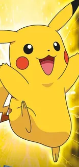 Lively Pikachu wallpaper with electric background.