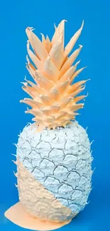 Stylish abstract pineapple with blue and peach colors on a vibrant background.