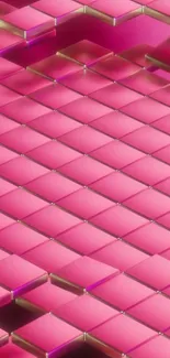 3D abstract pink geometric wallpaper with vibrant tile design.