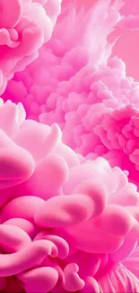 Vibrant pink abstract cloud design wallpaper.