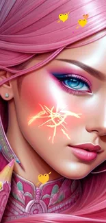 Vibrant pink aesthetic portrait mobile wallpaper with artistic design.