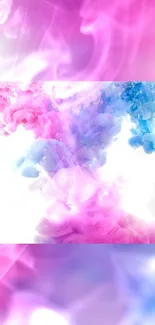 Vibrant pink and blue smoke wallpaper for mobile.