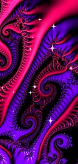 Abstract pink and purple fractal design wallpaper with swirling patterns.