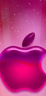 Vibrant pink Apple-themed wallpaper for mobile.