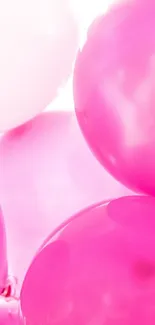 Vibrant pink and white balloons creating a lively wallpaper pattern.