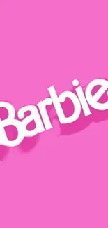 Bright pink Barbie-themed mobile wallpaper with bold text.