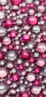 Vibrant pink bubbles mobile wallpaper with shimmering textures.