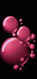 Pink bubbles with black background mobile wallpaper