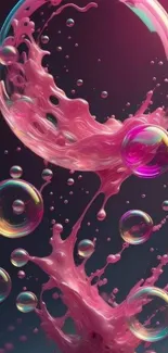 Vibrant pink bubble art wallpaper with surreal fluid dynamics.